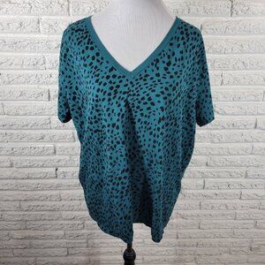 Torrid Heritage Womens Top 1 1X Plus Tee Short Sleeve Green Animal Print ANI7E